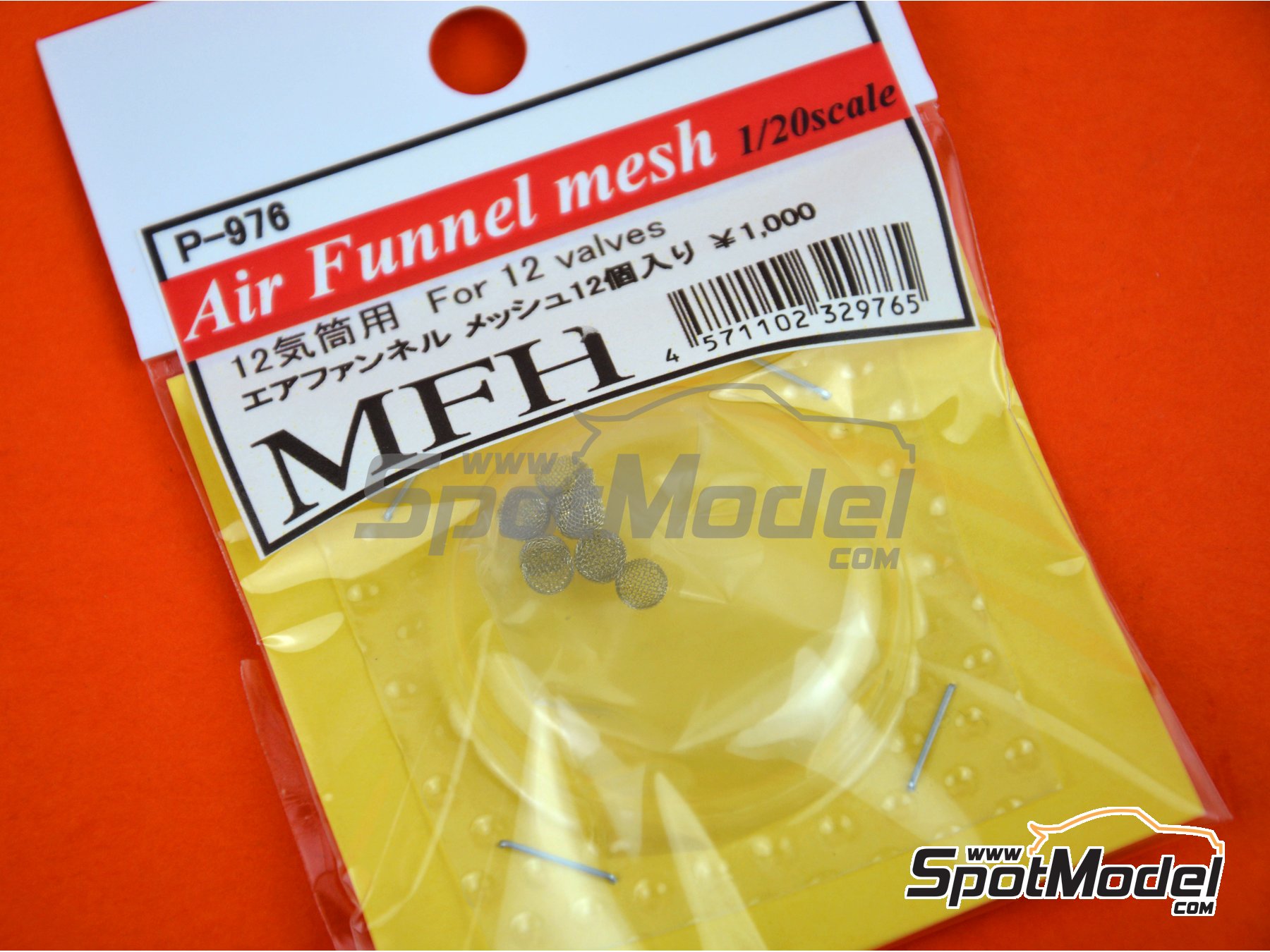 Air Funnel Mesh for 12 cylinder engines. Mesh in 1/20 scale manufactured by  Model Factory Hiro (ref. MFH-P976, also 4571102329765 and P976)